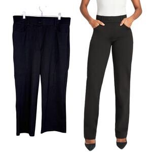 Betabrand Plus Size 1X Petite 7-Pocket Dress Pant Yoga Pants Straight Leg Black